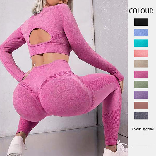 2pcs High Waist Seamless Fitness Sports Gym Sportswear Outfits Clothing | GlamzLife