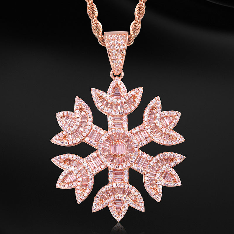 Zircon Snowflake Necklace Creative Pendant GlamzLife