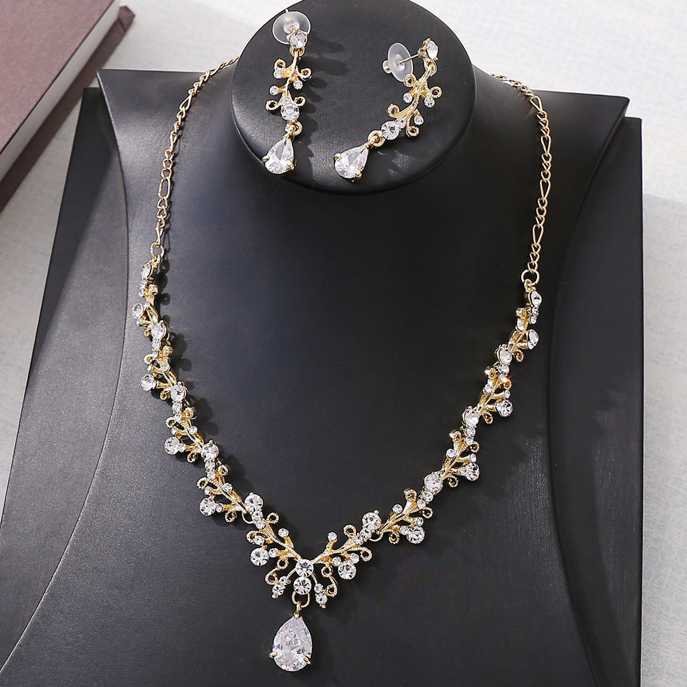 Bridal Rhinestone Zircon Earring Necklace GlamzLife