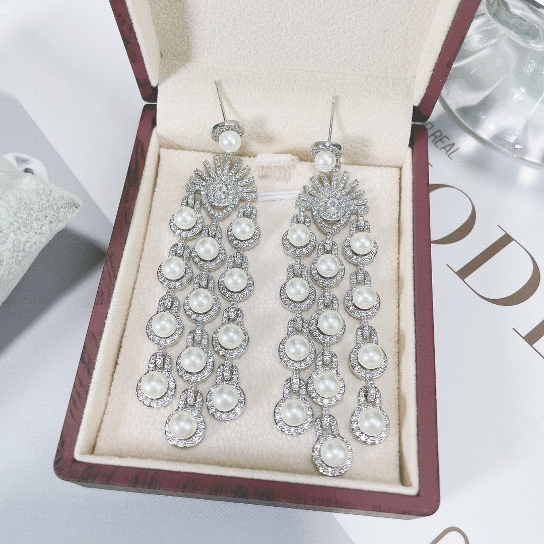 Micro Inlay Zircon Style Beaded Fringe Earrings GlamzLife