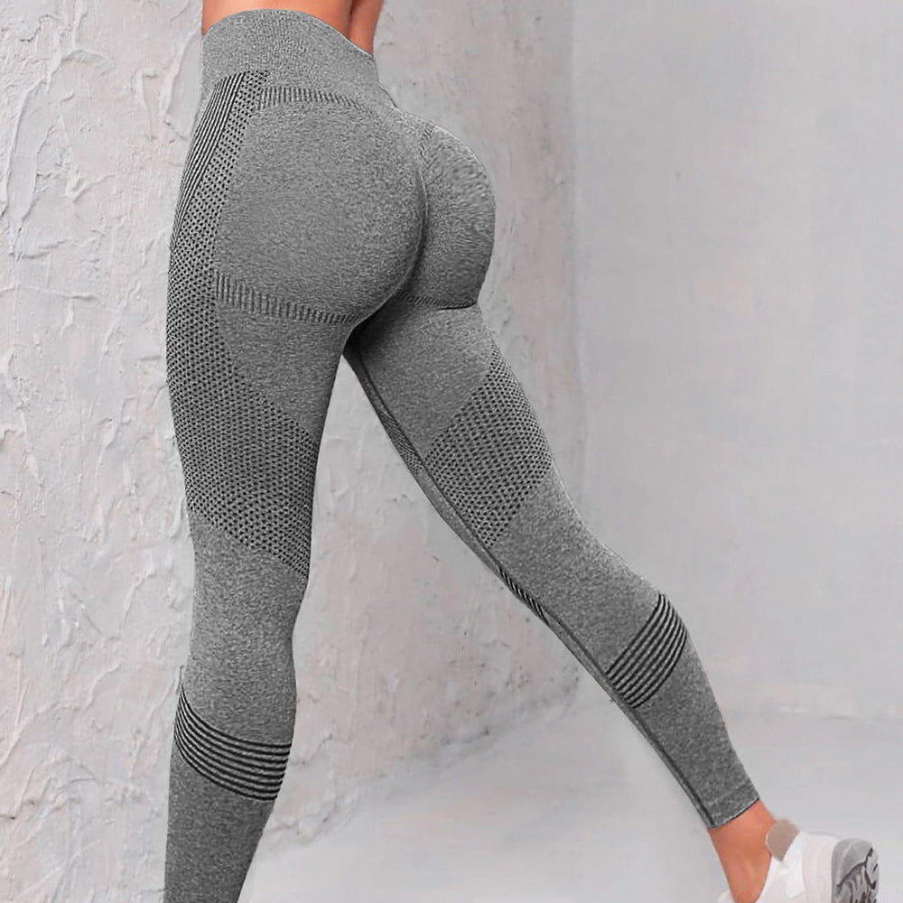 Women's Solid Color Dot Striped Print High Waist Seamless Yoga Pants | GlamzLife