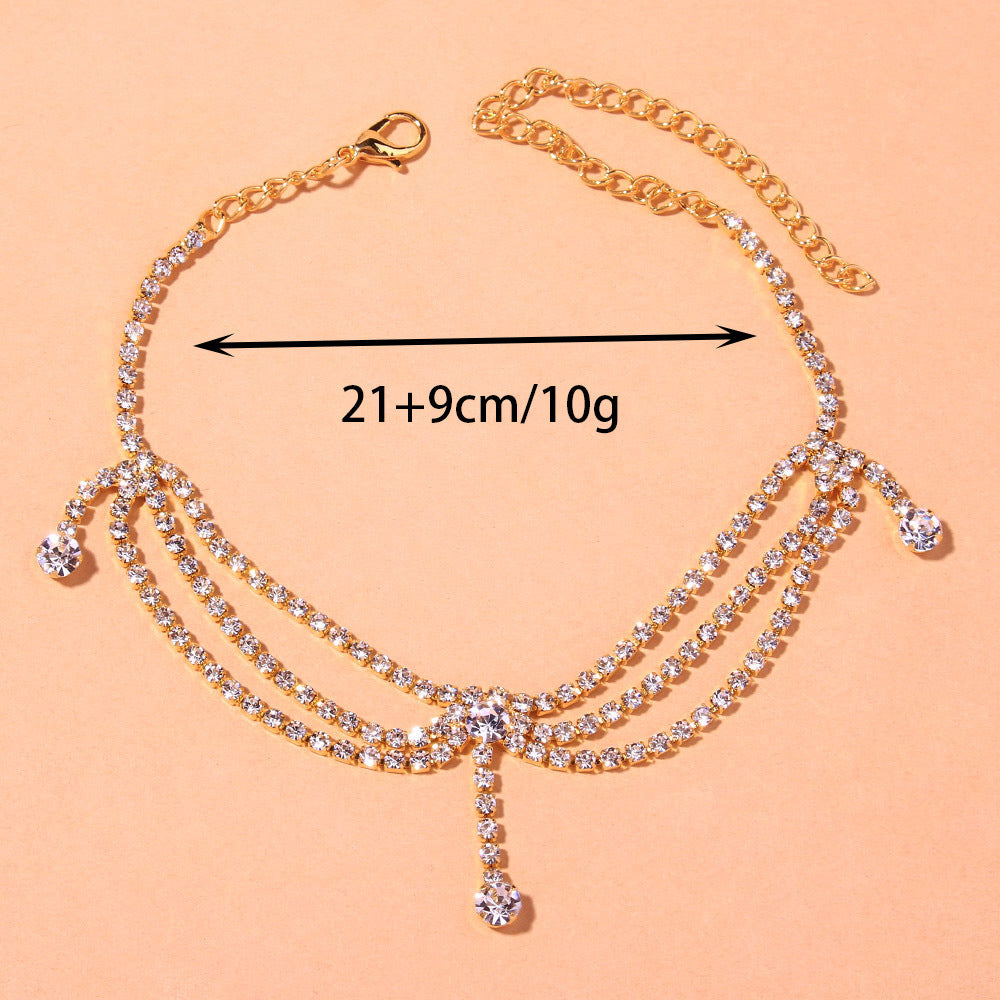 Flow Rhinestone Multi-layer Anklet Ins Style Ornament GlamzLife