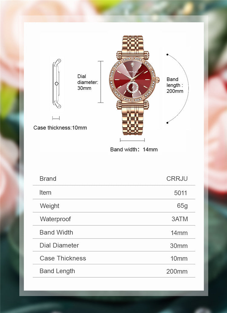 Women's Steel Belt Diamond-embedded Watch GlamzLife