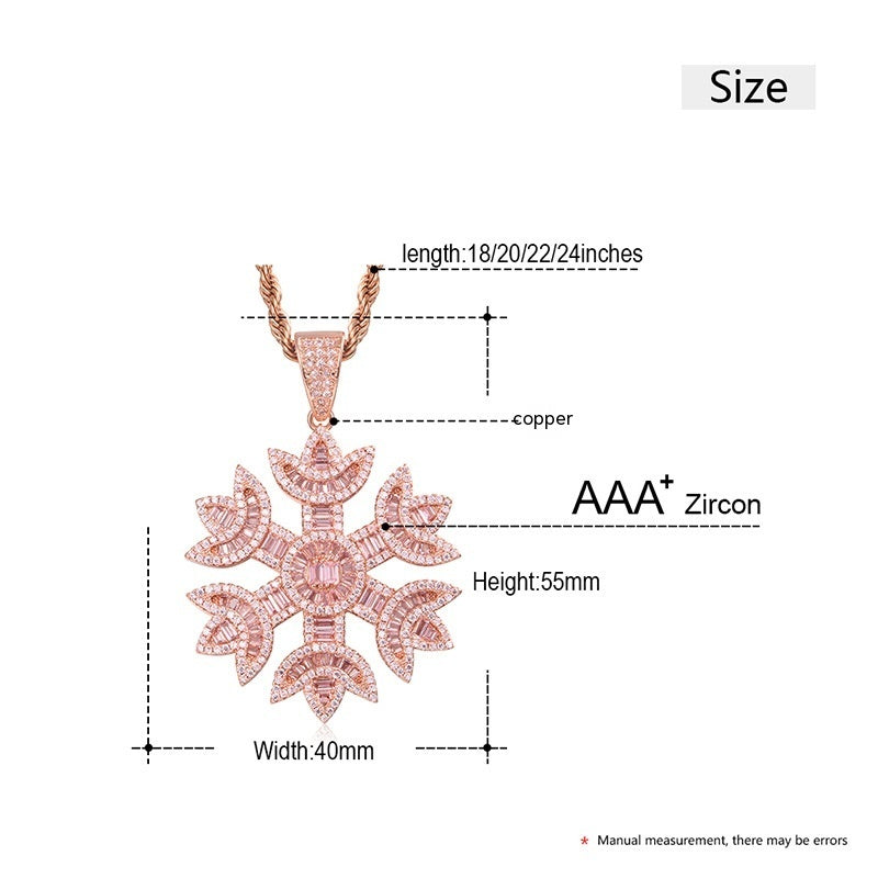 Zircon Snowflake Necklace Creative Pendant GlamzLife