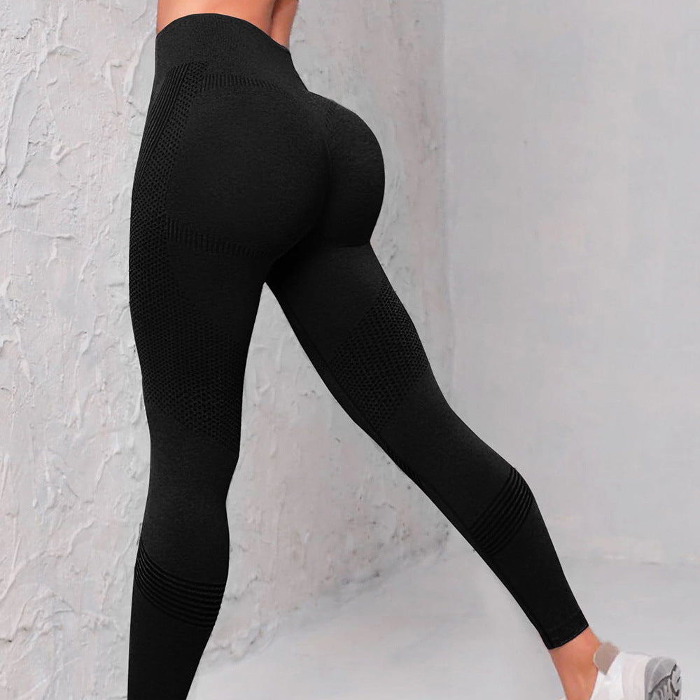 Women's Solid Color Dot Striped Print High Waist Seamless Yoga Pants | GlamzLife