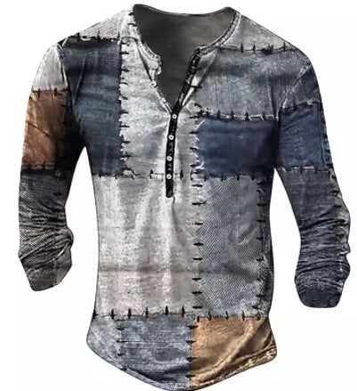 Men's Long Sleeve Digital Print T-shirt | GlamzLife