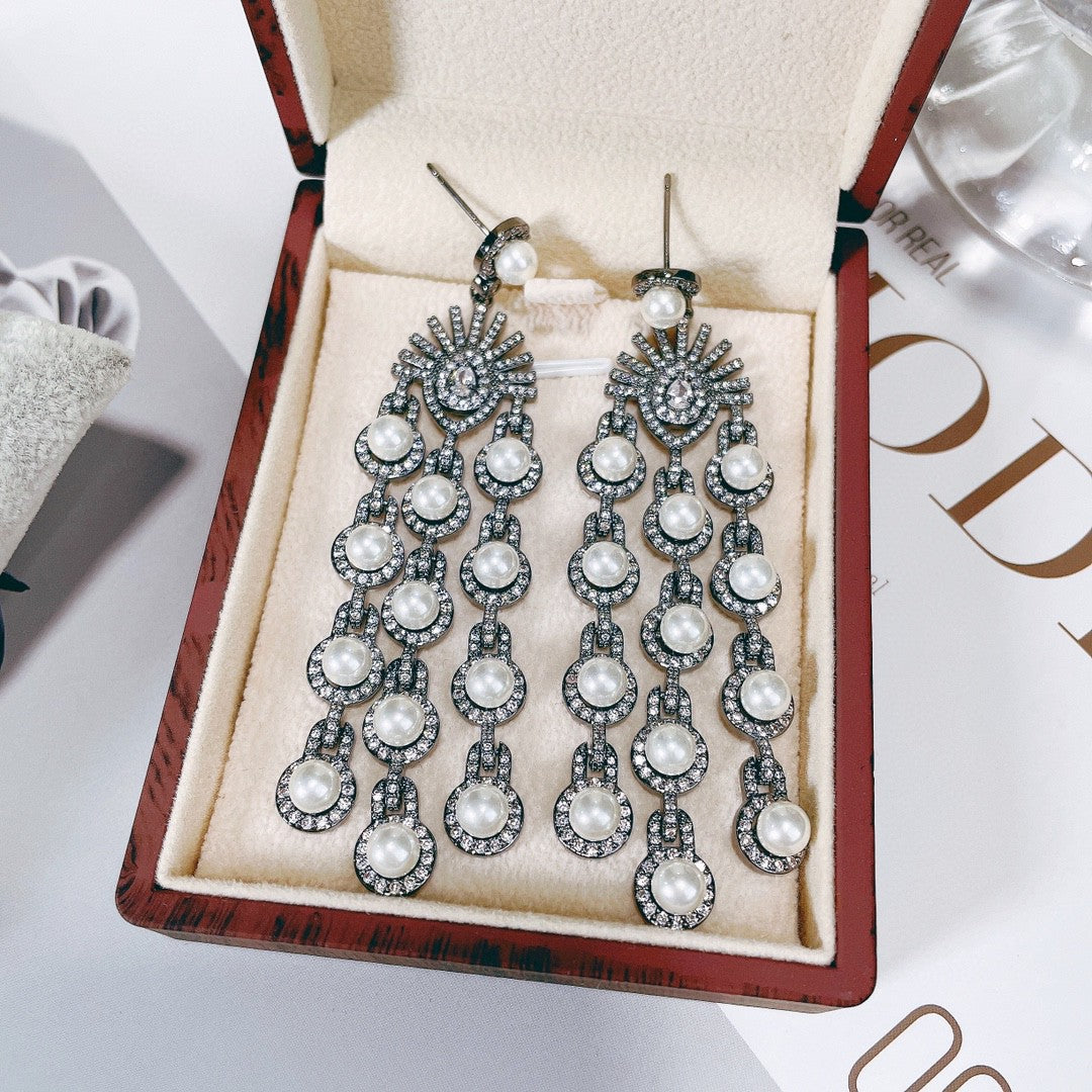 Micro Inlay Zircon Style Beaded Fringe Earrings GlamzLife