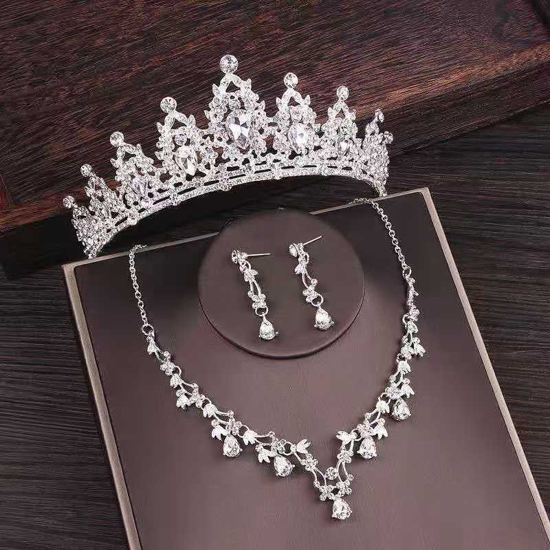 Bridal Rhinestone Crown Necklace Set Wedding Accessories GlamzLife