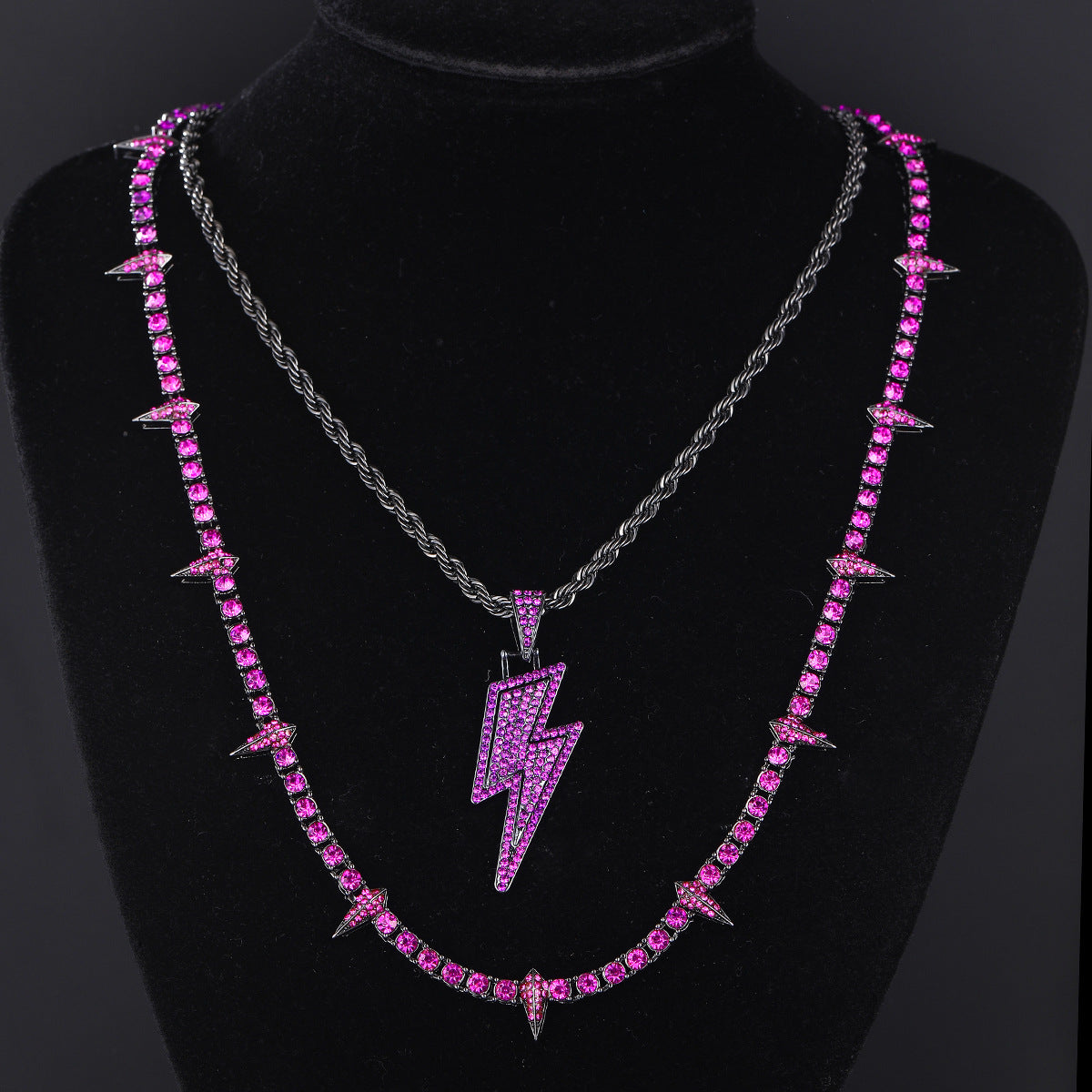 Black Panther Necklace Alloy Diamond Lightning Pendant Suit GlamzLife