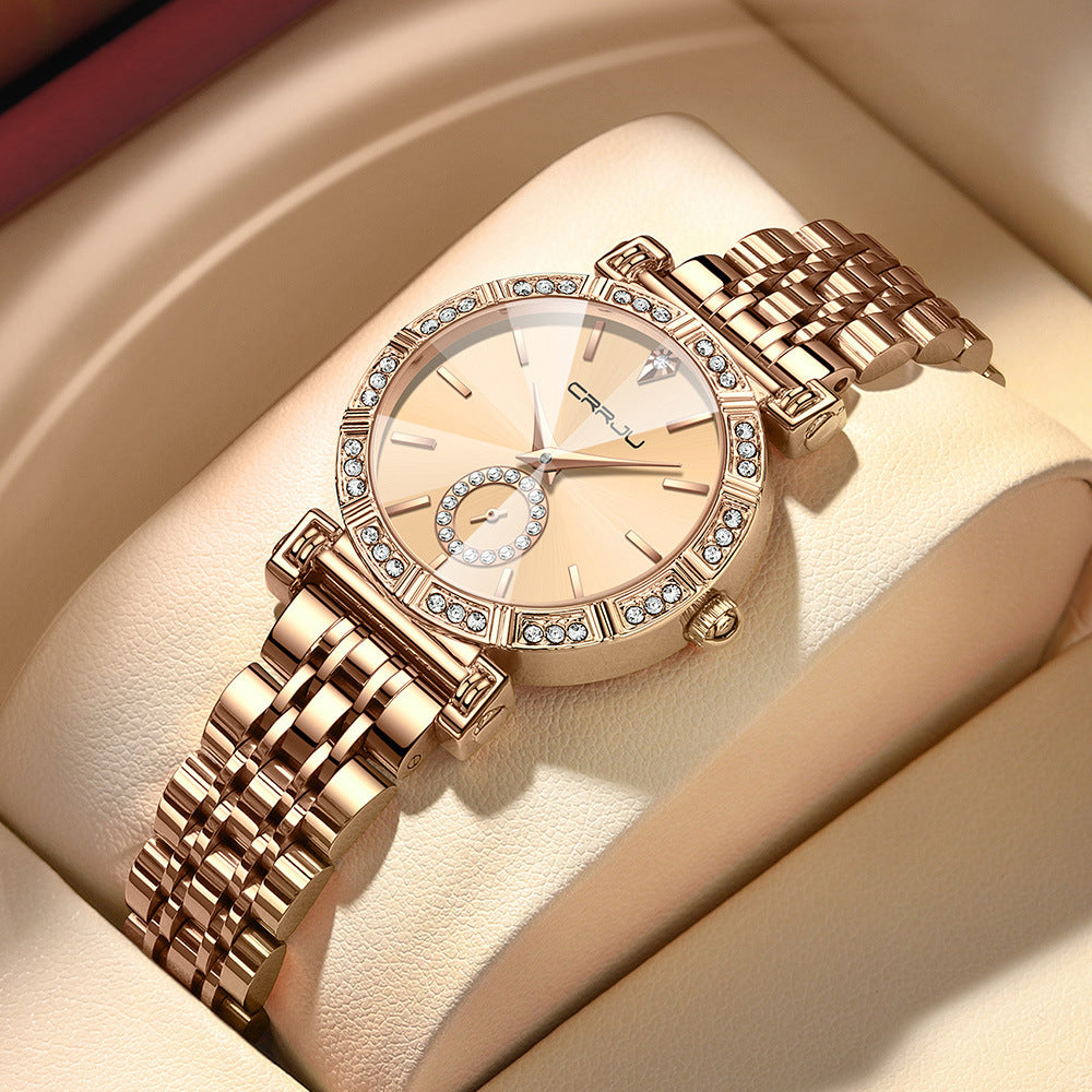 Women's Steel Belt Diamond-embedded Watch GlamzLife