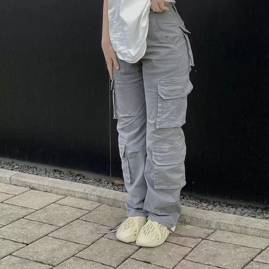 Street Hip-hop Trousers With Pockets Low Waist Overalls Fashion Casual Cargo Pants GlamzLife