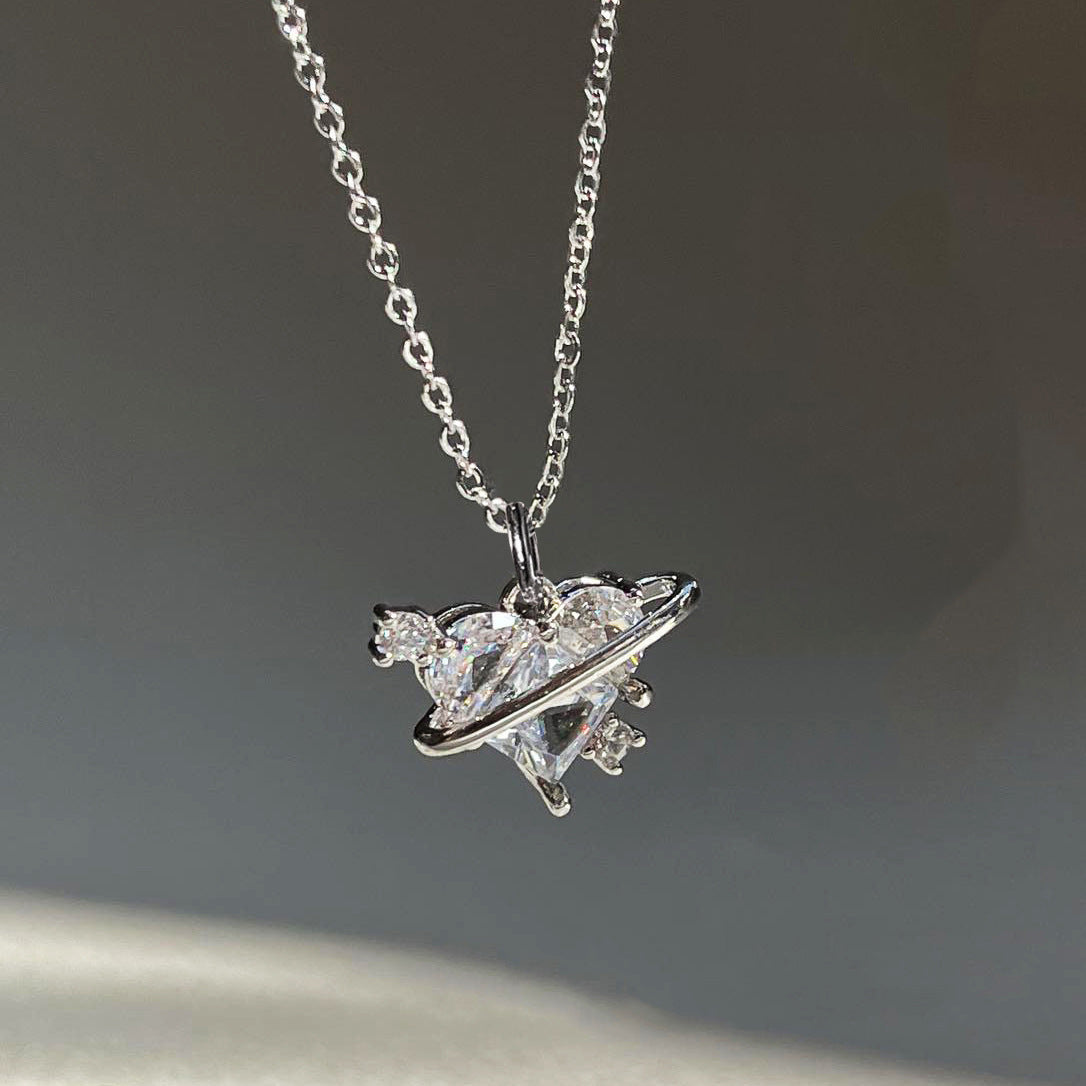 Women's Love Planet Pink Diamond Love Necklace GlamzLife