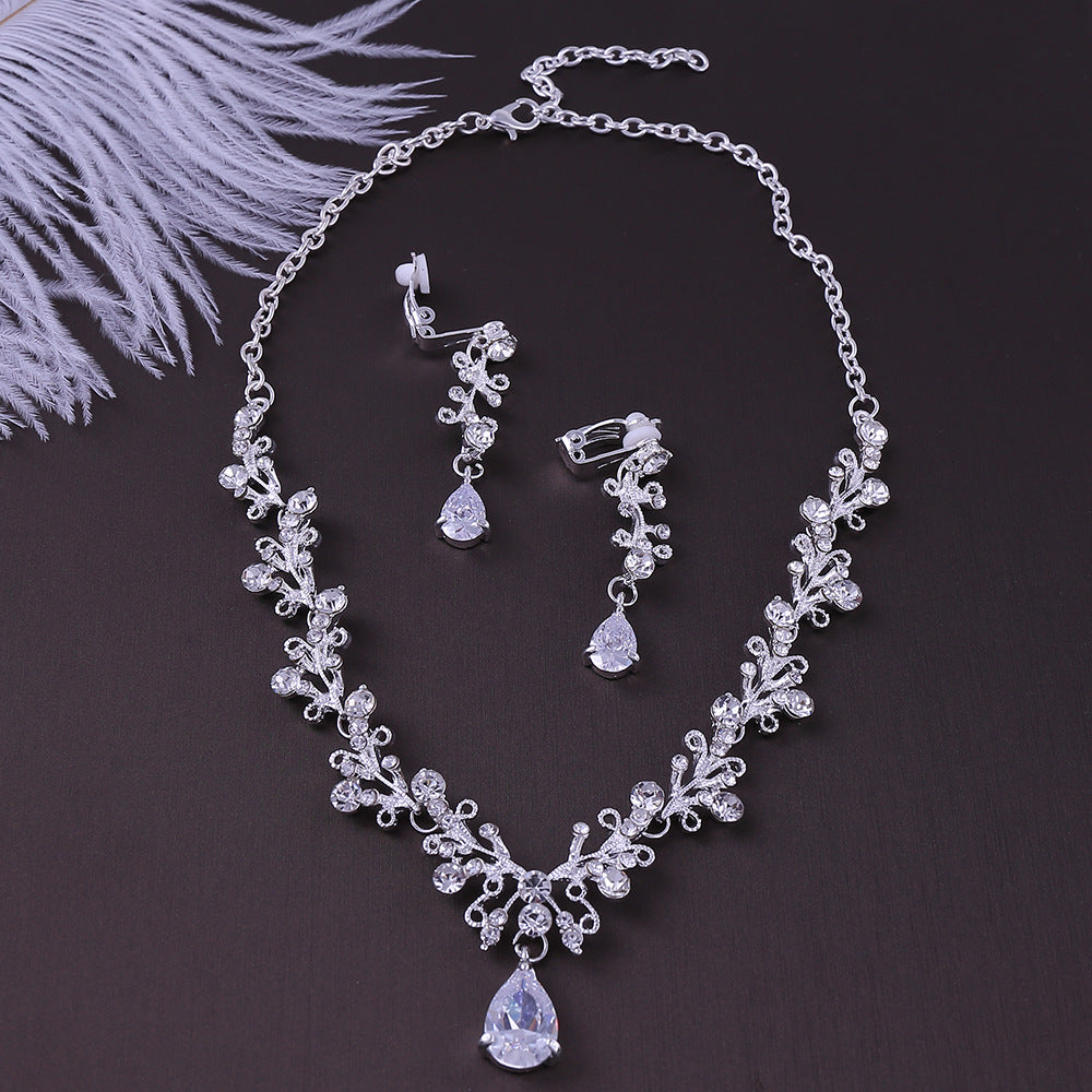 Bridal Rhinestone Zircon Earring Necklace GlamzLife