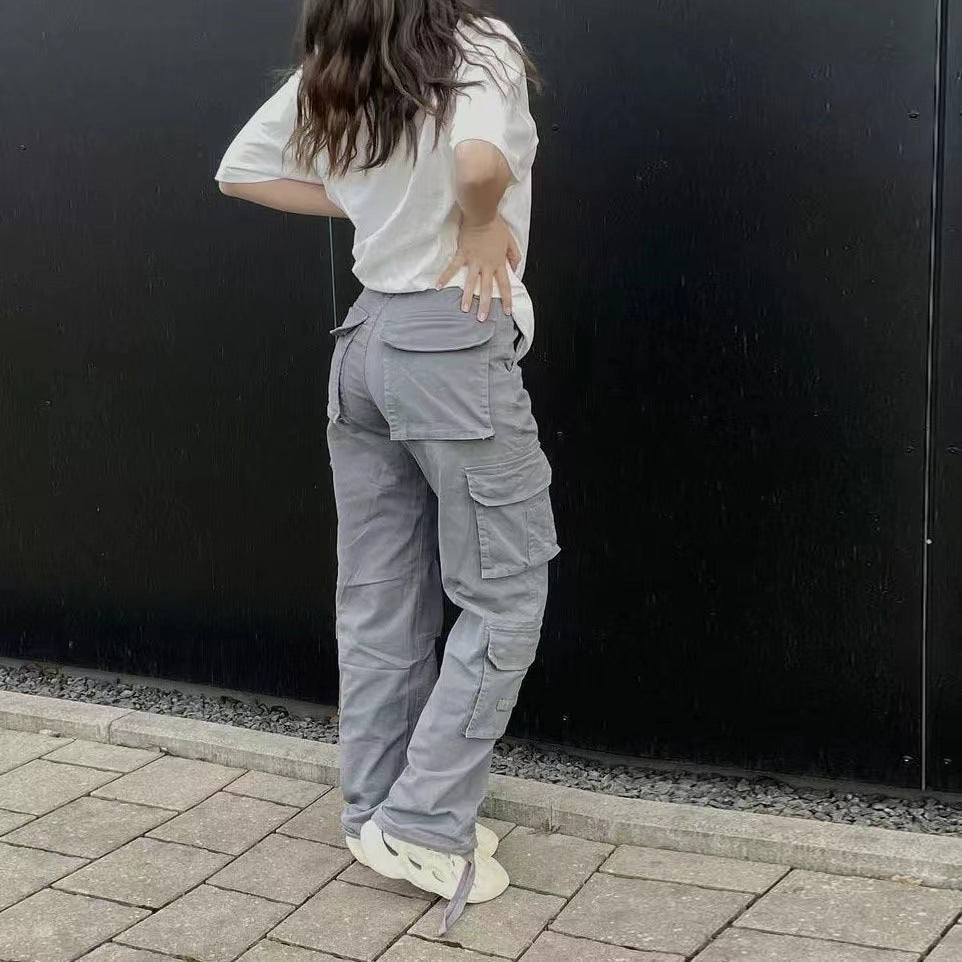 Street Hip-hop Trousers With Pockets Low Waist Overalls Fashion Casual Cargo Pants GlamzLife