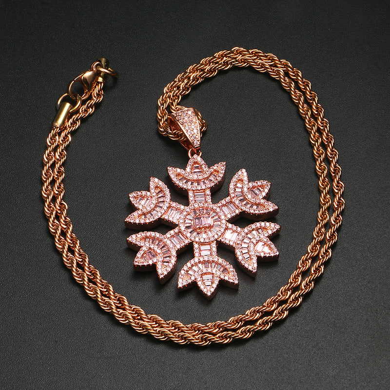 Zircon Snowflake Necklace Creative Pendant GlamzLife