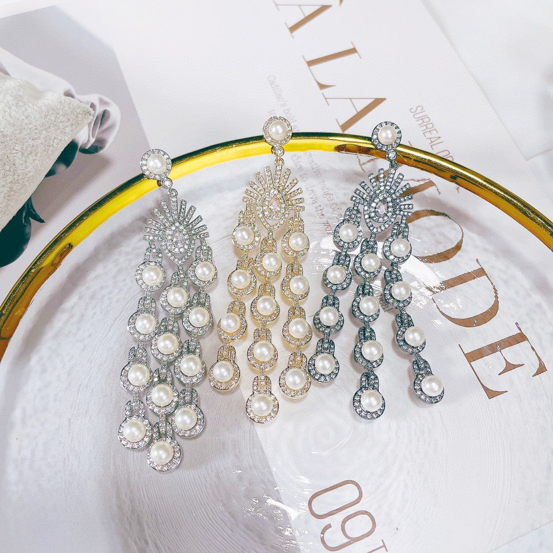 Micro Inlay Zircon Style Beaded Fringe Earrings GlamzLife
