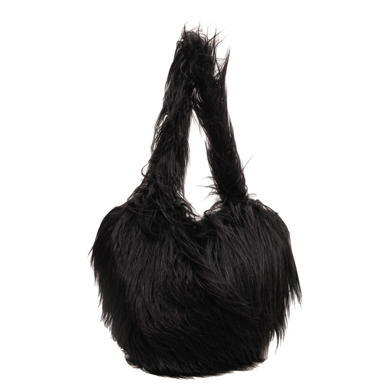 Plush Armpit Shoulder Bags Winter Large Capacity Personalized Heart Bag Women's Luxury Handbags High Quality Valentine's Day Gift GlamzLife