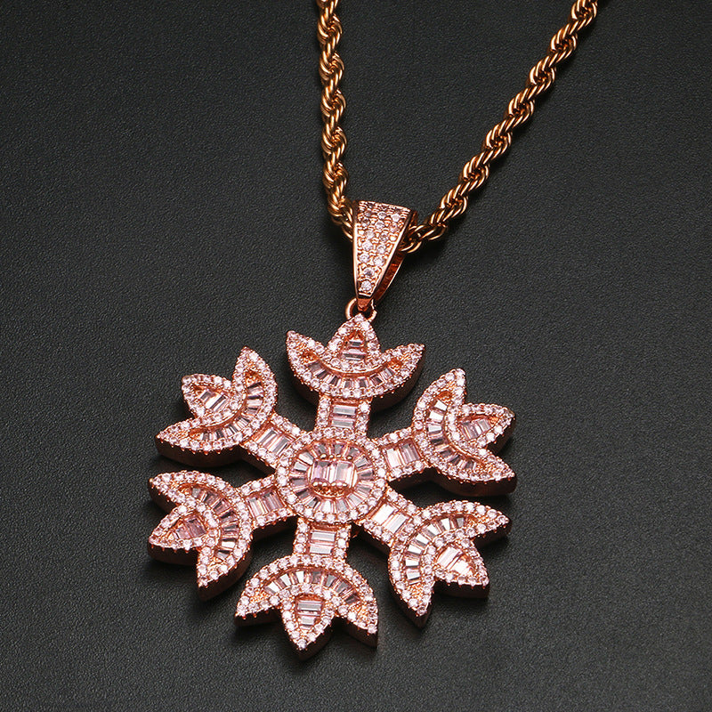 Zircon Snowflake Necklace Creative Pendant GlamzLife