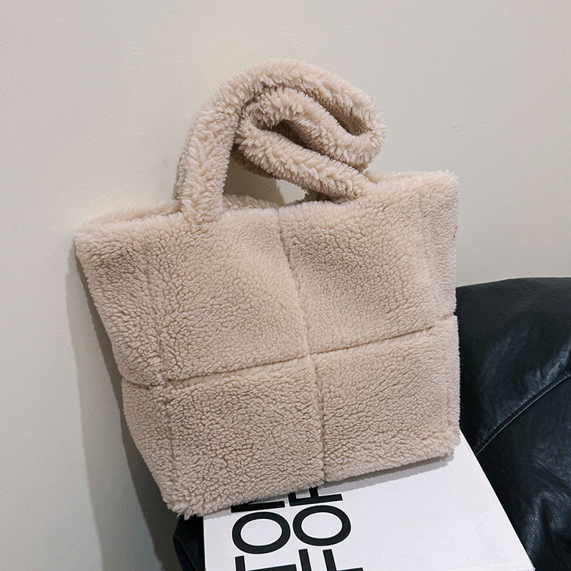 Women's Designer Luxury Plush Bag Winter Fashion Cute Tote Handbags Large Capacity Portable Single Shoulder Furry Bags GlamzLife