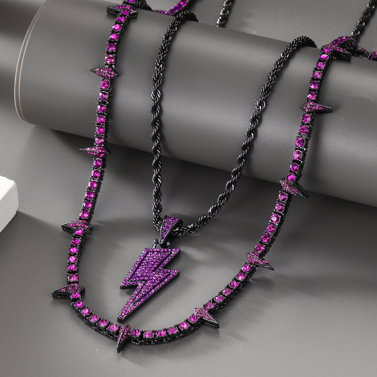 Black Panther Necklace Alloy Diamond Lightning Pendant Suit GlamzLife