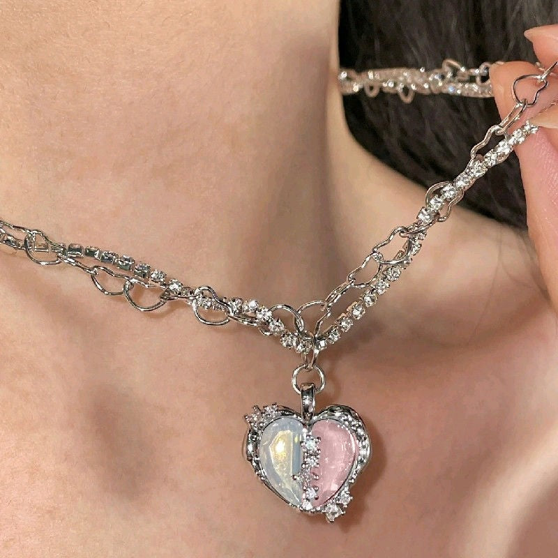 Women's Love Planet Pink Diamond Love Necklace GlamzLife