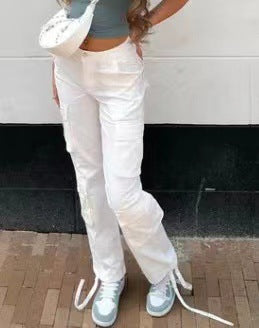 Street Hip-hop Trousers With Pockets Low Waist Overalls Fashion Casual Cargo Pants GlamzLife