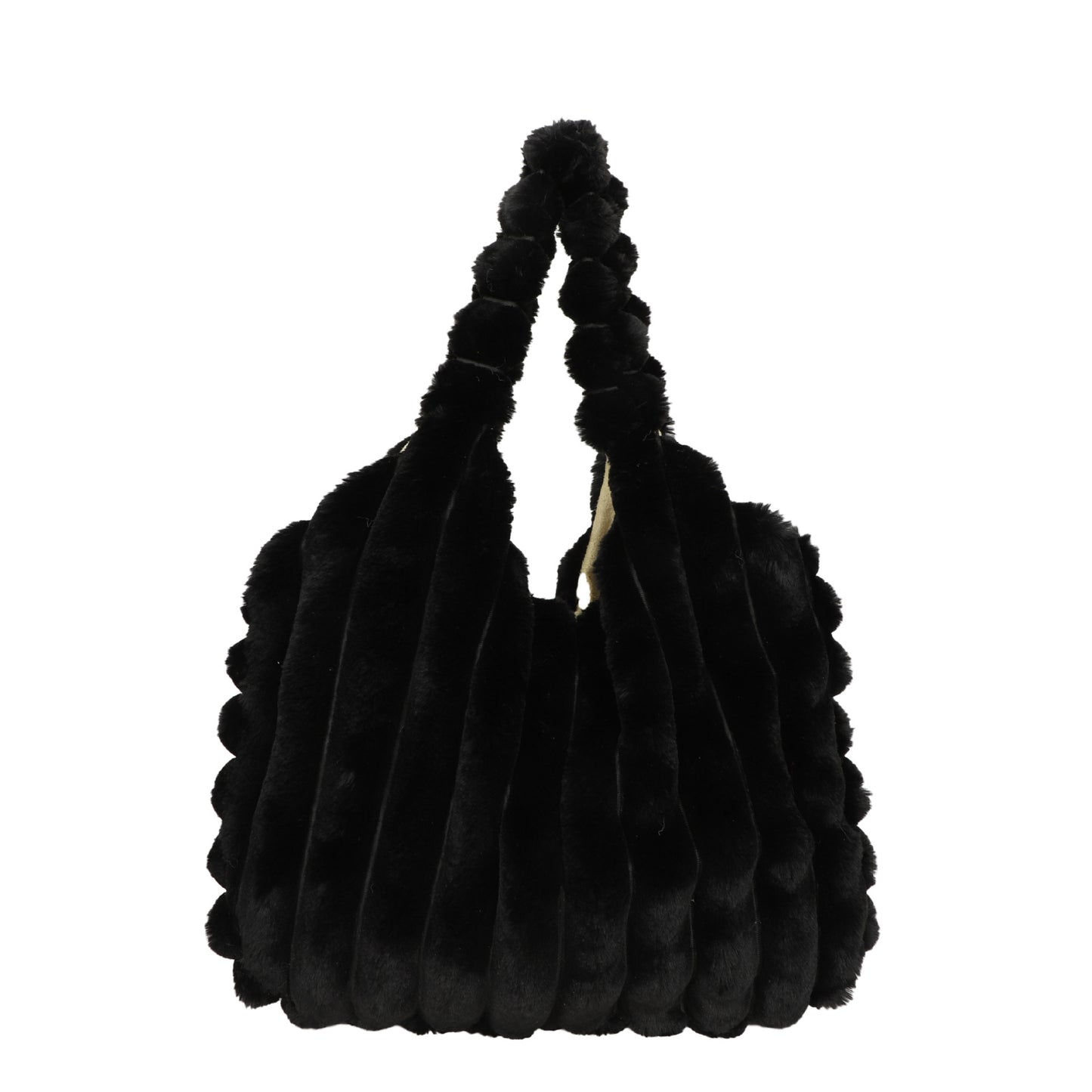 Striped Design Plush Bag Winter Fashion Shoulder Armpit Bags Large Capacity Furry Handbags Portable Cute Shopping Tote Bag GlamzLife
