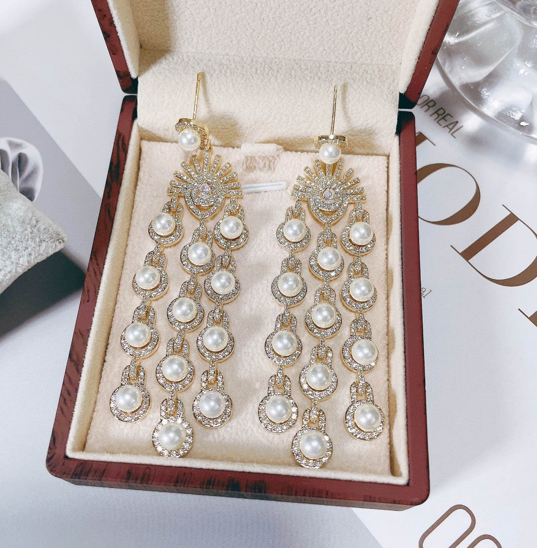 Micro Inlay Zircon Style Beaded Fringe Earrings GlamzLife