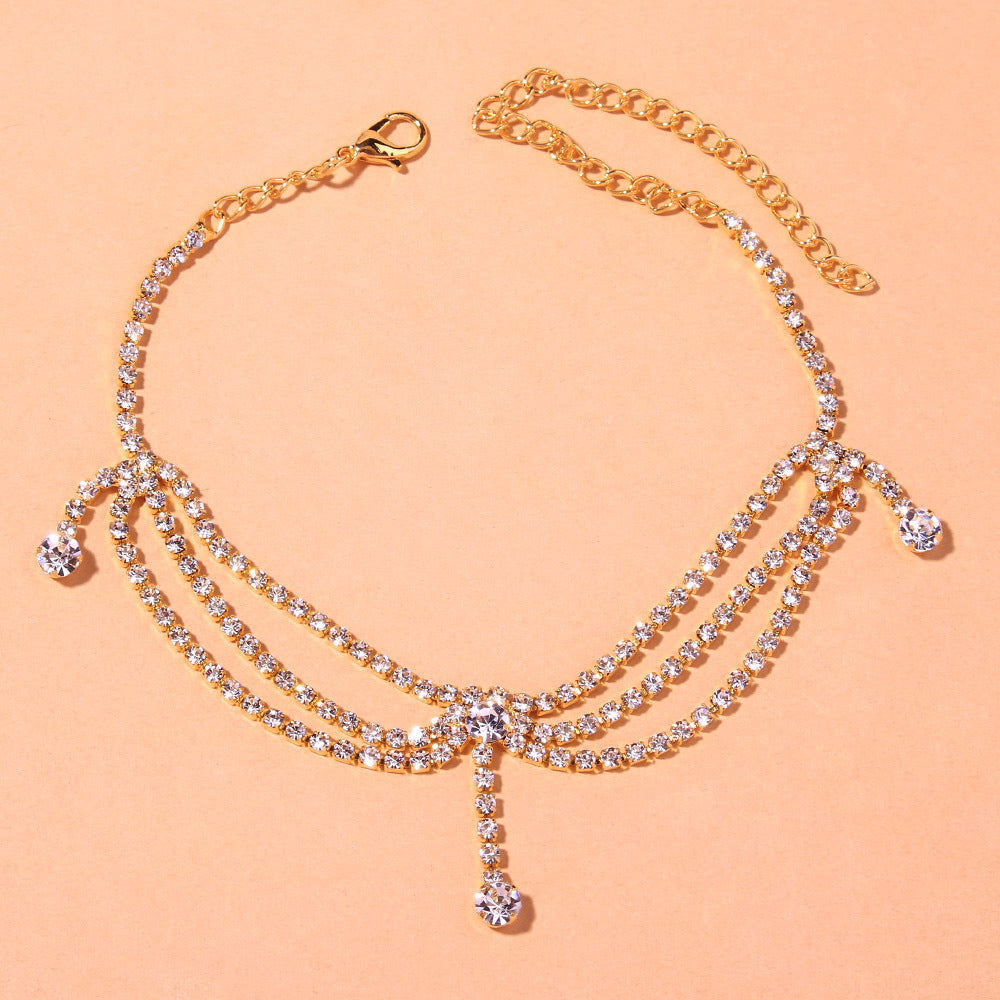 Flow Rhinestone Multi-layer Anklet Ins Style Ornament GlamzLife