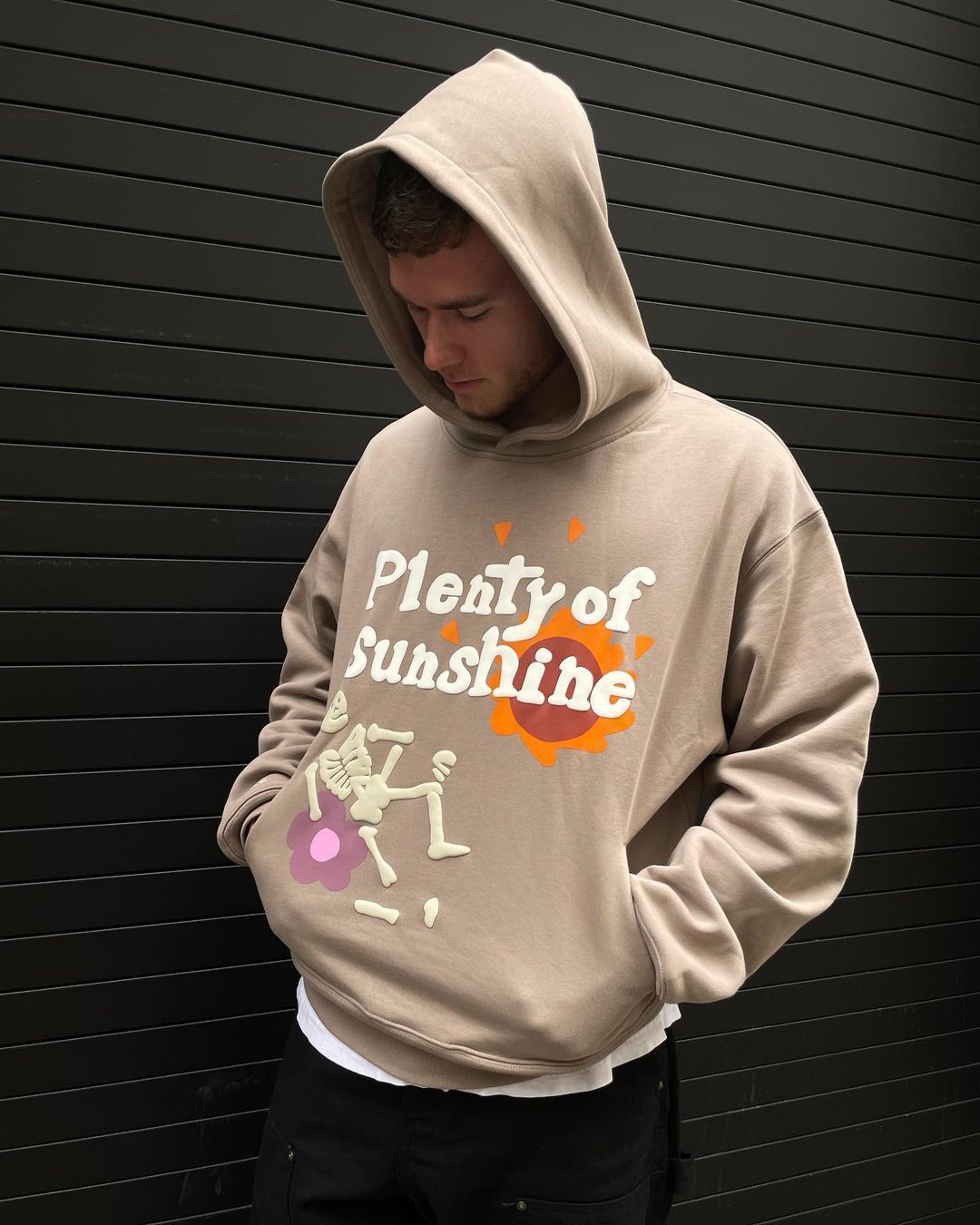Skull Halloween Print Hoodie Graffiti Foam Letter Printed Hooded Sweater Coat Long Sleeve Sweatshirt GlamzLife