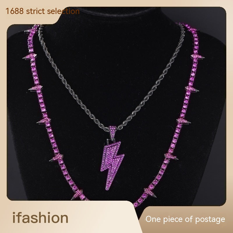 Black Panther Necklace Alloy Diamond Lightning Pendant Suit GlamzLife