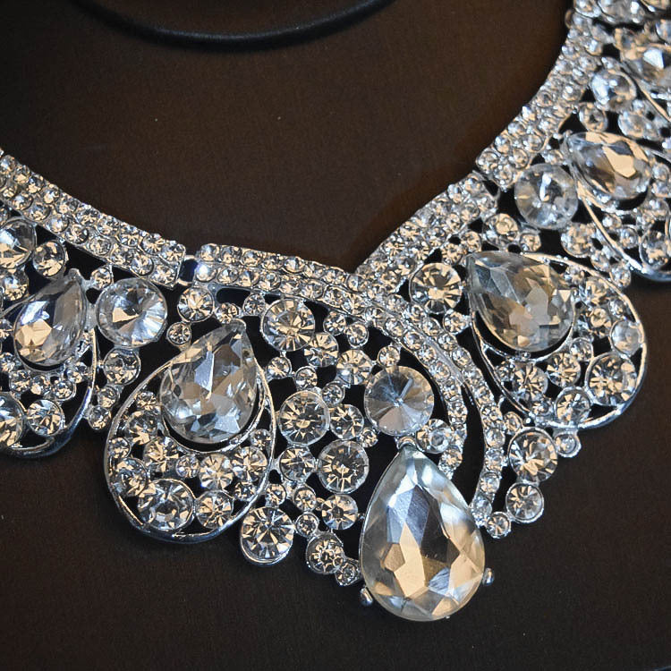 Bridal Headdress Flowers Wedding Hair Accessories Accessories Crown Necklace Earrings Three-piece Set Wedding Accessories GlamzLife