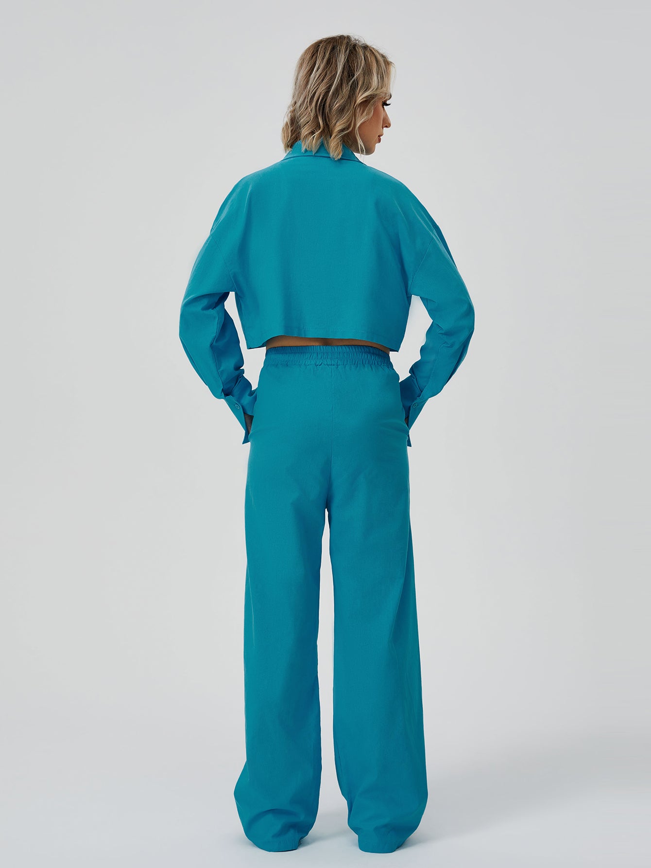 Women Two Piece Outfits For Women Long Sleeve Button Down Wide Leg Loungewear Pajama Set GlamzLife