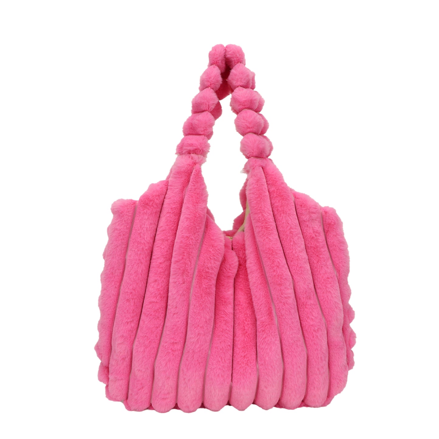 Striped Design Plush Bag Winter Fashion Shoulder Armpit Bags Large Capacity Furry Handbags Portable Cute Shopping Tote Bag GlamzLife