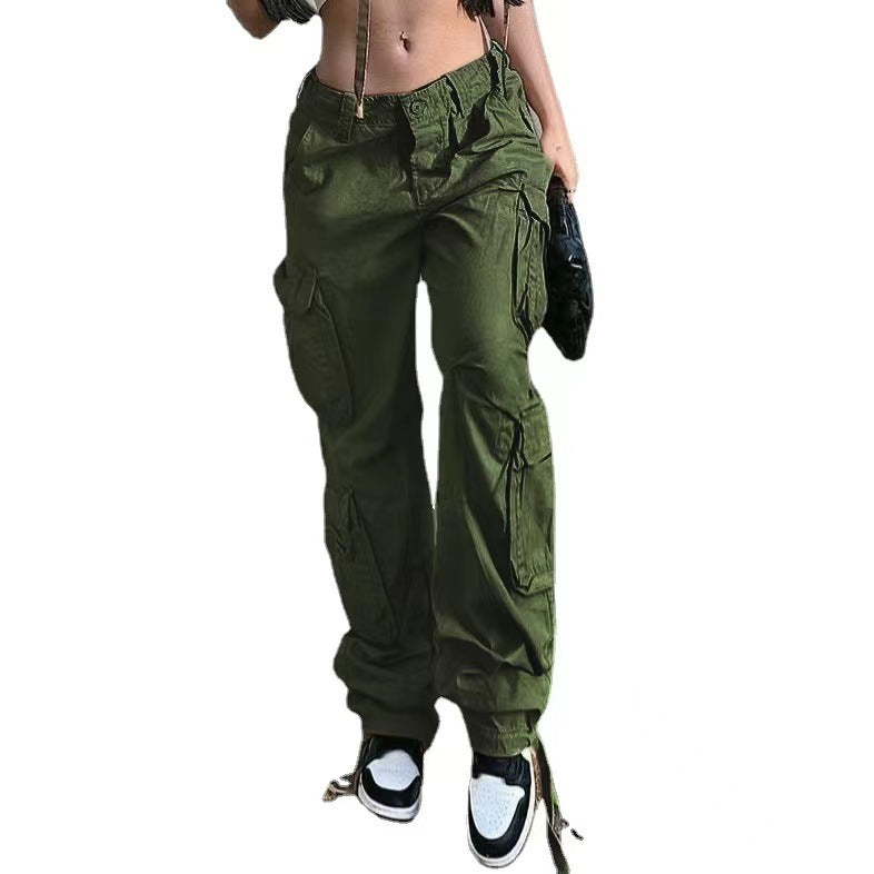 Street Hip-hop Trousers With Pockets Low Waist Overalls Fashion Casual Cargo Pants GlamzLife