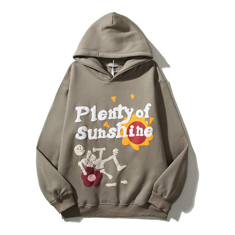Skull Halloween Print Hoodie Graffiti Foam Letter Printed Hooded Sweater Coat Long Sleeve Sweatshirt GlamzLife