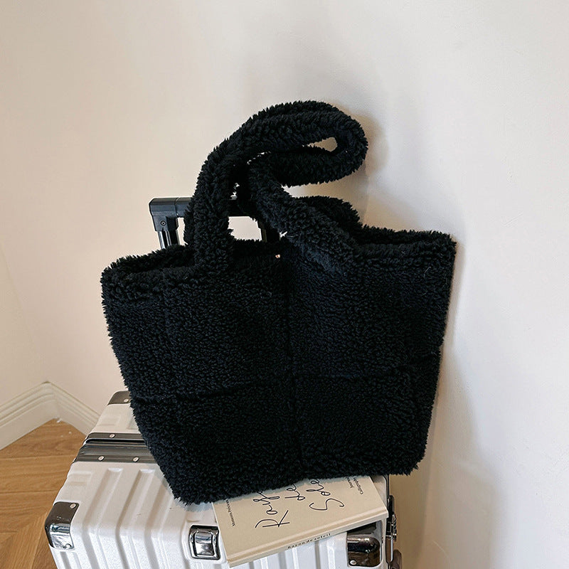 Women's Designer Luxury Plush Bag Winter Fashion Cute Tote Handbags Large Capacity Portable Single Shoulder Furry Bags GlamzLife