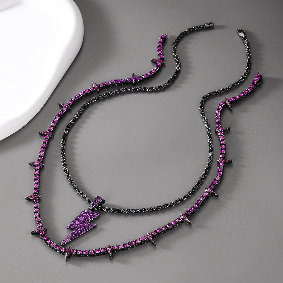 Black Panther Necklace Alloy Diamond Lightning Pendant Suit GlamzLife