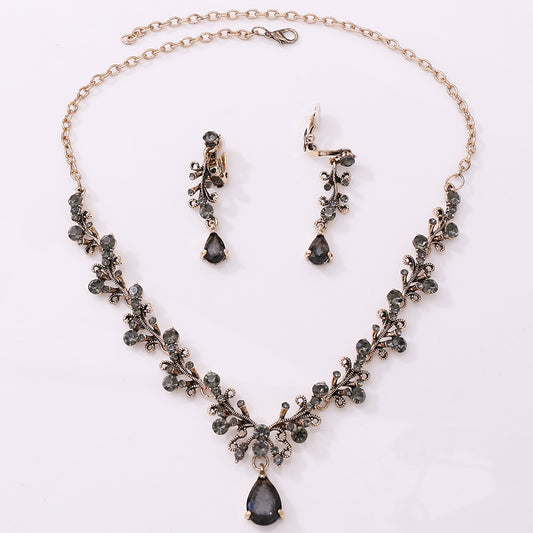 Bridal Rhinestone Zircon Earring Necklace | GlamzLife