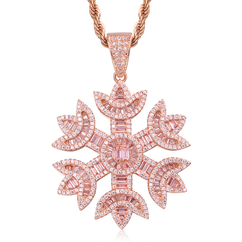 Zircon Snowflake Necklace Creative Pendant GlamzLife