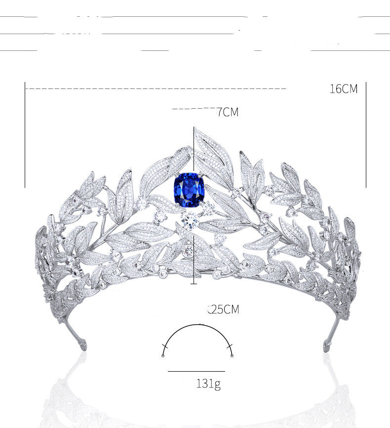 Sapphire Crown Copper Micro Inlay AAA Zircon Crown Wedding Headdress GlamzLife