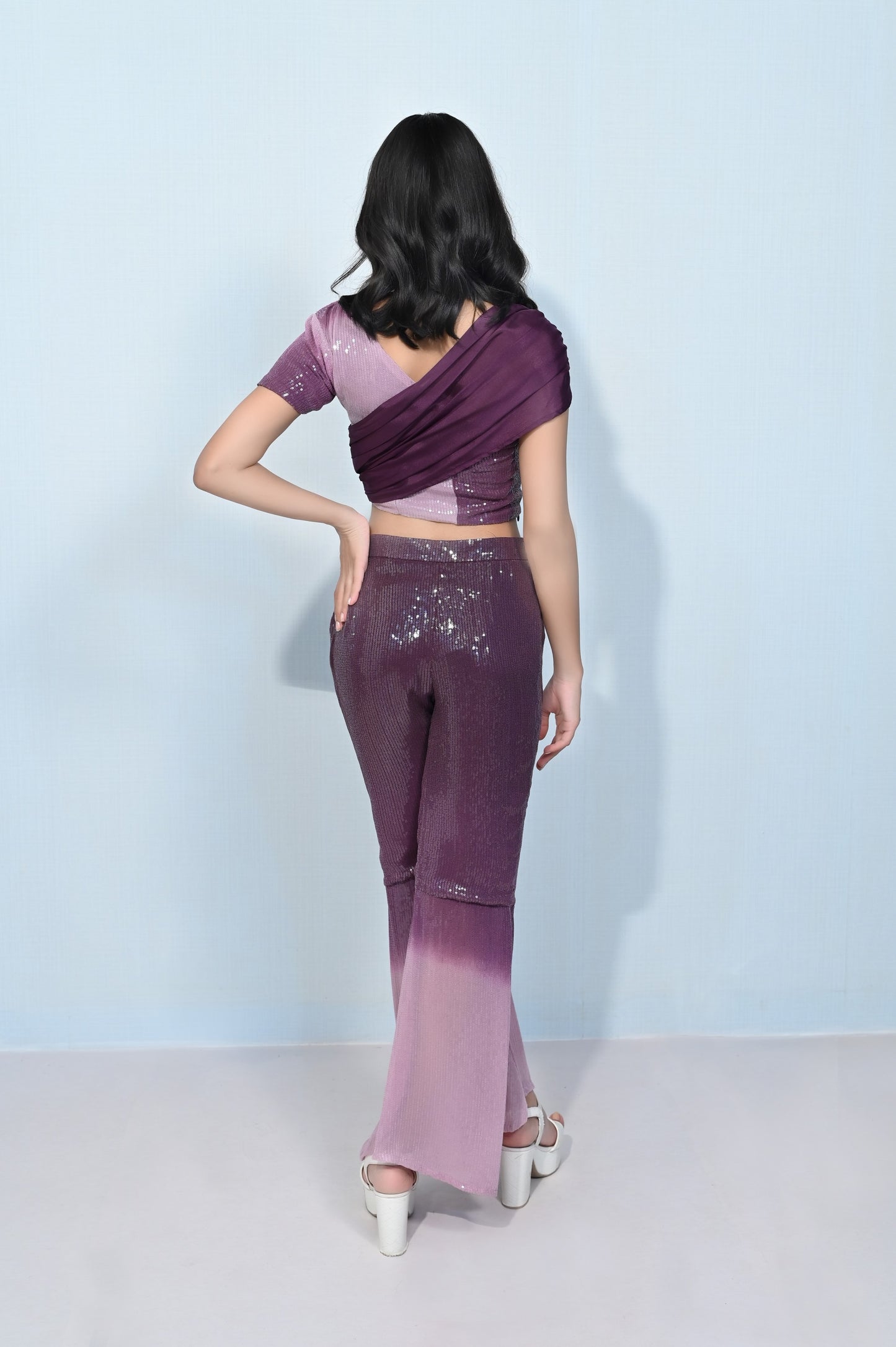 Stylish Fusion of Indo-western Bell Bottom Pant & Draped Top | GlamzLife