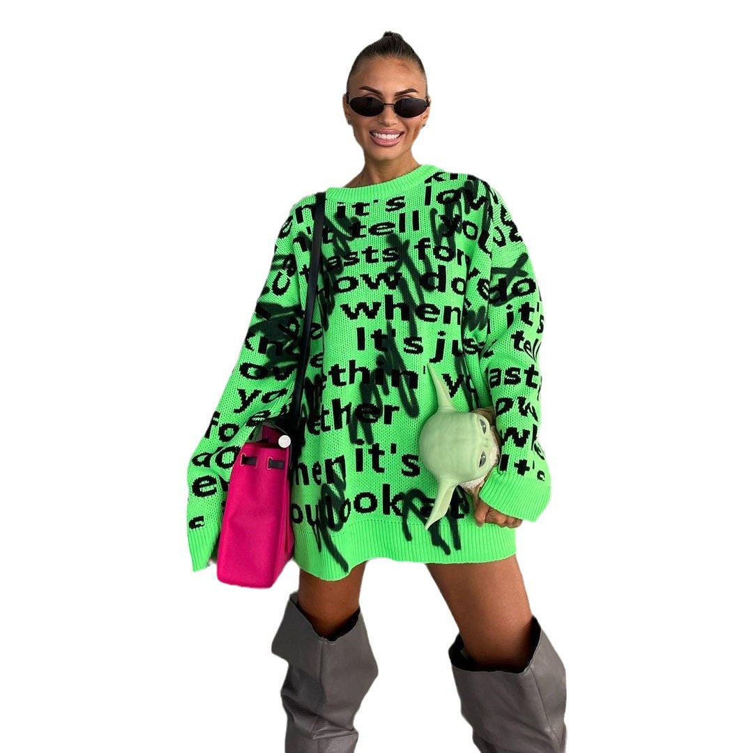 Women's Fashion Casual Loose Contrast Color Letter Embroidered Top GlamzLife