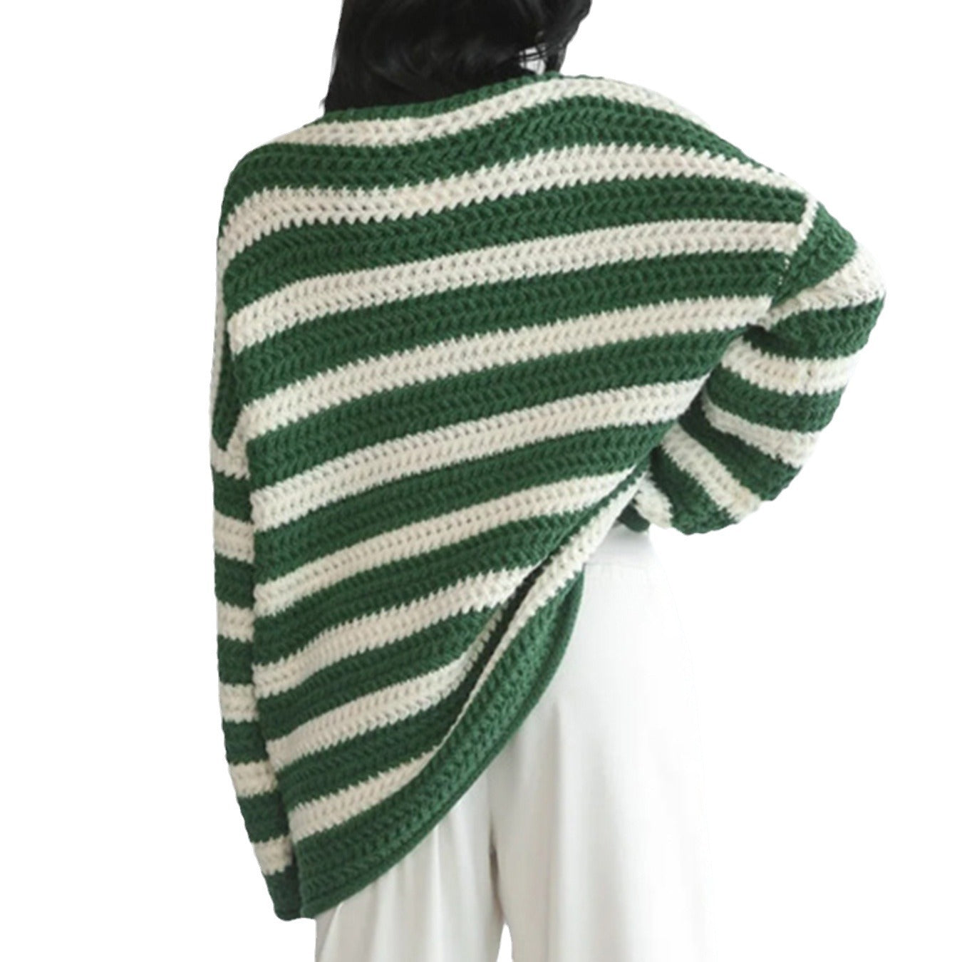 Women's Loose Off Shoulder Striped Long-sleeved Sweater GlamzLife