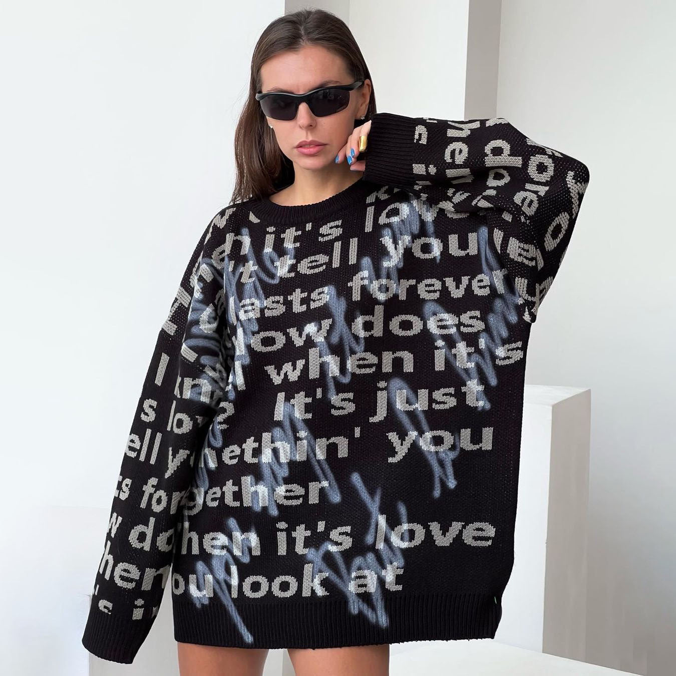 Women's Fashion Casual Loose Contrast Color Letter Embroidered Top GlamzLife