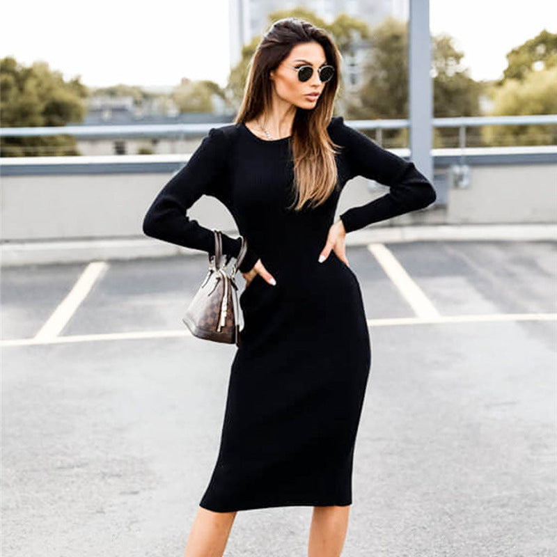 Women's Fashion Solid Color Stitching Dress GlamzLife