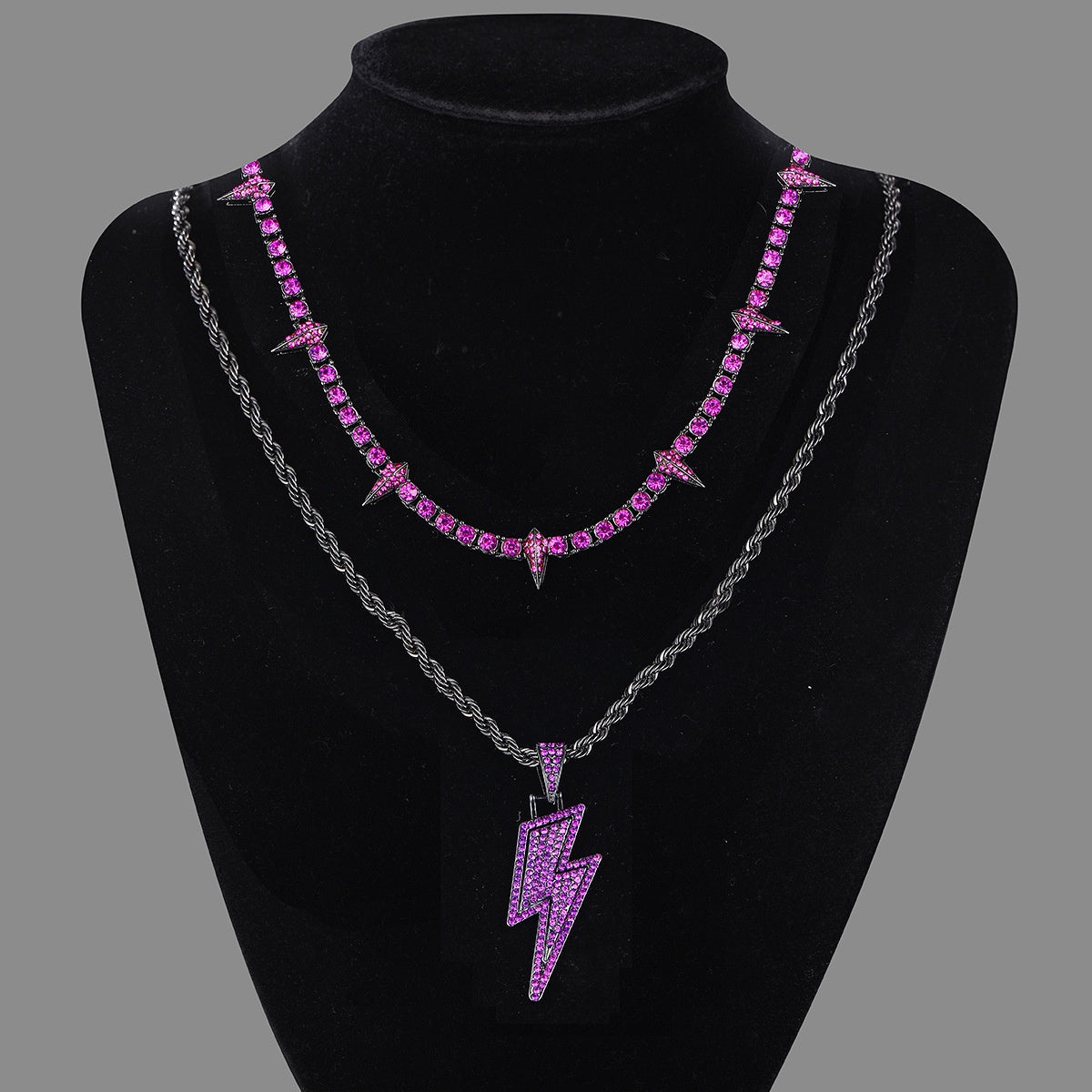 Black Panther Necklace Alloy Diamond Lightning Pendant Suit GlamzLife