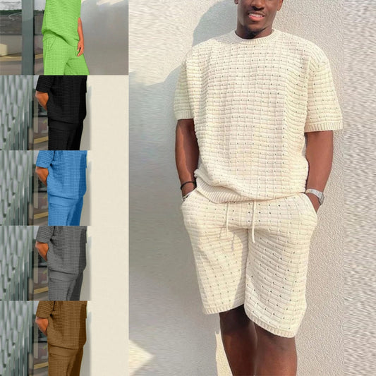 Men's Summer Suit Fashion Loose Men 2 Pieces Outfit Summer Hippie Shirt And Short Set