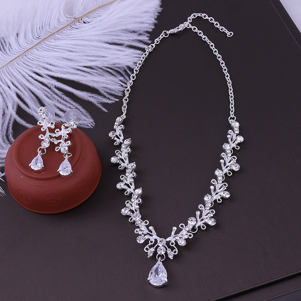 Bridal Rhinestone Zircon Earring Necklace GlamzLife