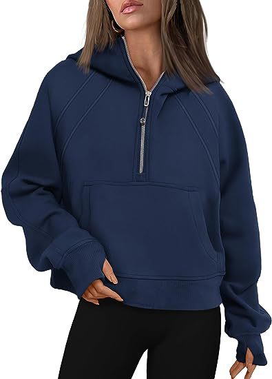 Zipper Hoodies Sweatshirts With Pocket Loose Sport Tops Long Sleeve Pullover Sweaters Winter Fall Outfits Women Clothing GlamzLife
